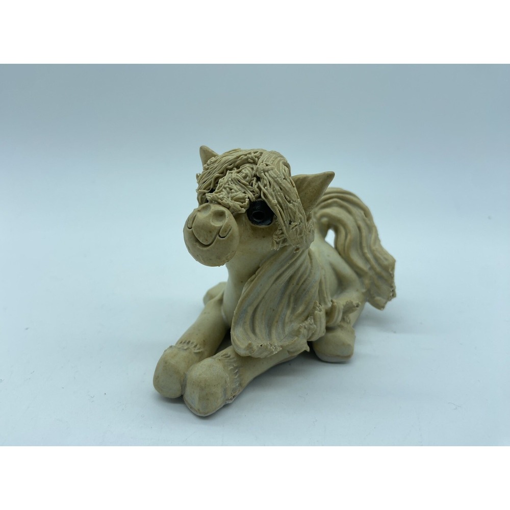 Horse Pony Ceramic Figurine Horse Handcrafted Spaghetti Mane Cute Face Clay